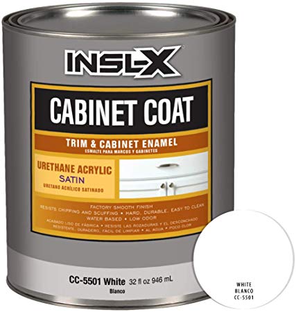 INSL-X CC550109A-44 Cabinet Coat Enamel, Satin Sheen Interior Paint, 1 Quart, White