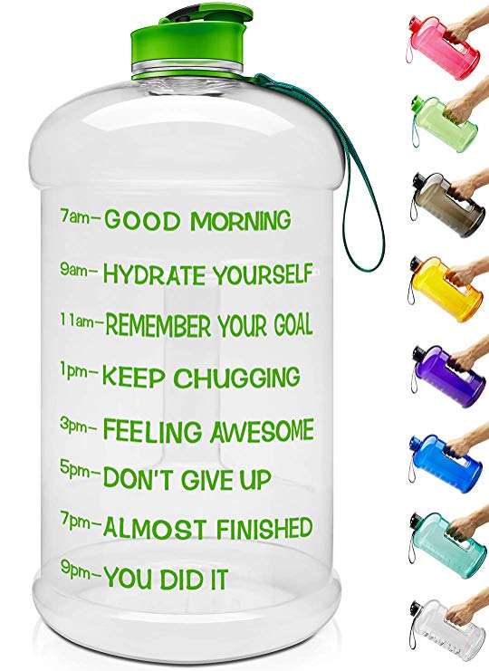 Venture Pal Large 128oz/74oz Leakproof BPA Free Fitness Sports Water Bottle with Motivational Time Marker to Ensure You Drink Enough Water Throughout The Day