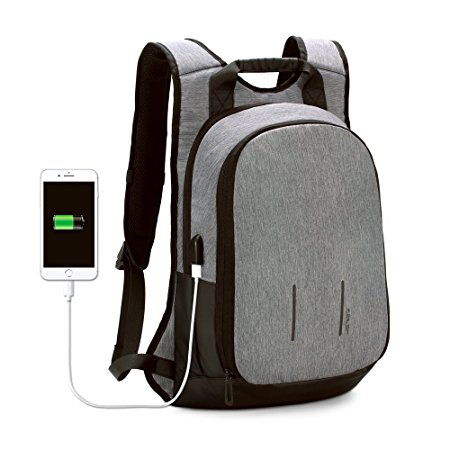 JSVER 15 Inch Laptop Backpack Business Travel School Bag with USB Charging Port for MacBook Pro 15 and Other Laptop up to 15.6’’