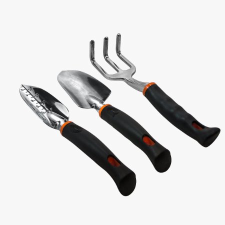 Sorbus 3-Piece Aluminum Softouch Ergonomic Gardening Tool Set with Trowel Cultivator and Transplanter