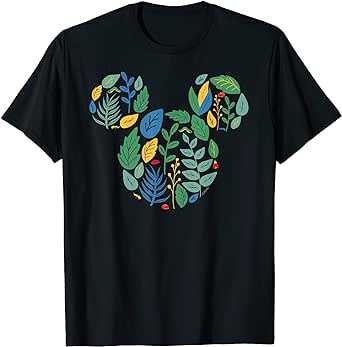 Disney Mickey Mouse Head Shape Icon Botanical Garden Spring T-Shirt