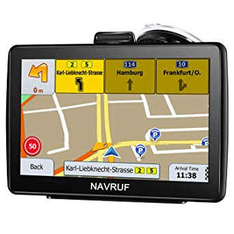 NAVRUF Navigation System for Cars 7 Inch with High Resolution Touch Screen Real Voice Direction Vehicle GPS Navigator Lifetime Map Updates