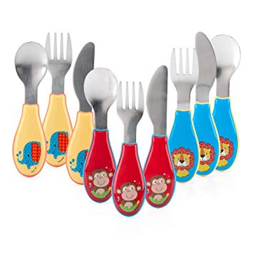 Nuby 3 Piece Stainless Steel Utensil, Boy