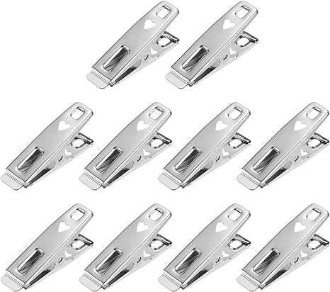 uxcell 40Pcs Stainless Steel Clothespins Laundry Pegs Multipurpose Utility Clips for Holding Clothes Snack Bag Clamps - 50mm Heart Type