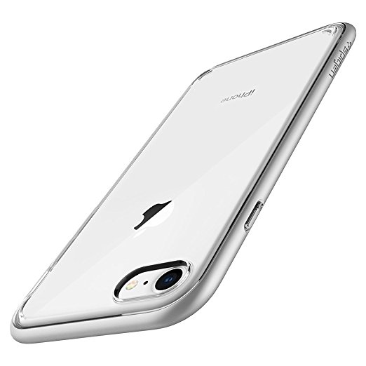 Spigen Neo Hybrid Crystal [2nd Generation] iPhone 8 Case / iPhone 7 Case with Clear Hard Casing and Reinforced Hard Bumper Frame for Apple iPhone 8 (2017) / iPhone 7 (2016) - Satin Silver