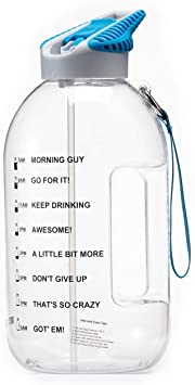 BOTTLED JOY 2.2L Water Bottle with Straw Lid, BPA Free 75oz Large Water Bottle Hydration with Motivational Time Mark Leak-Proof Drinking Half Gallon Water Bottle for Camping Workouts and Outdoor