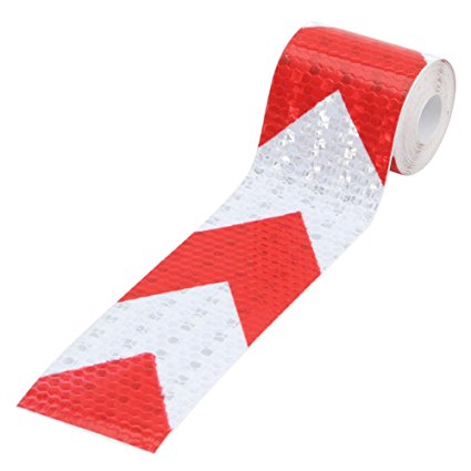 Kocome 3M Night Reflective Conspicuity Safety Warning Tape Strip Arrow Sticker 2"X118" (White-Red)