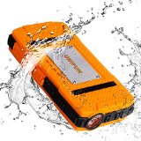 Waterproof External Battery - UNIFUN 10400mAh Power Bank Dustproof Shockproof with Strong LED Flashlight and Strap Hole For Outdoor Sport and Charge for iPhone 6s 6 Plus iPad and Samsung Galaxy and More