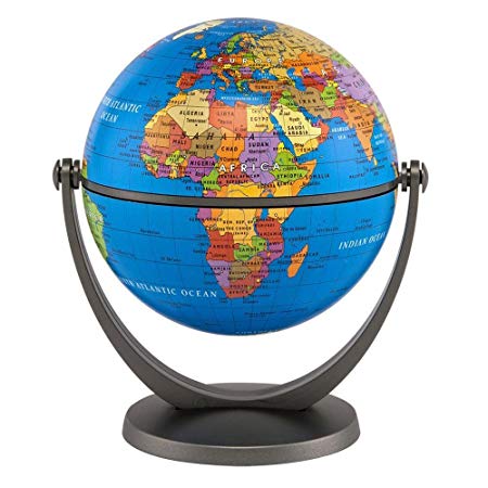 Waypoint Geographic GyroGlobe 4" Educational Blue Oceans - UP-to-Date Compact Mini Globe Swivels in All Directions - Perfect for Small Spaces at Home, Office & Classroom