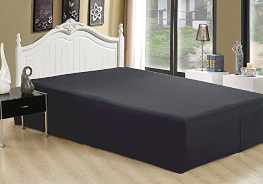 Marina Decoration Ultra Soft Silky Hotel Quality All Season Deep Pocket 16 Inch Drop Solid Tailored Rayon from Bamboo Bed Skirt, Black Color Queen Size
