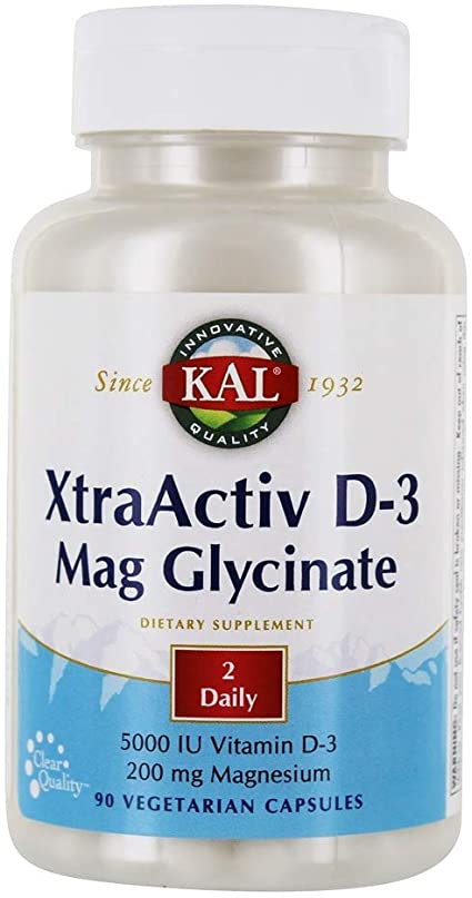 Kal 5000 Iu Vitamin D-3 Mag Glycinate, 90 Count