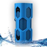 Waterproof Bluetooth Speakers Wireless Portable Dustproof Shockproof Bass Subwoofer for 10 Hours Playing Time Compatible with iPhoneiPadSamsungAndriod SmartphoneTabletNexusMP3 and More DevicesBlue