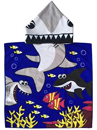 Tiger Shark Poncho Towel with Hood for Baby/Kid Boys Multi-use Bath/Pool / Beach Towels or Robes