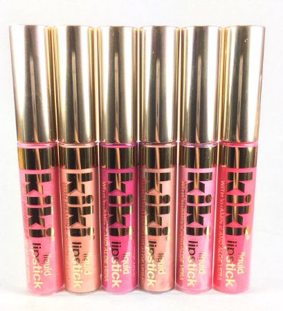 kiki 6 Pcs Sheer Shimmering Lip Gloss Set "Liquid Lipstick" MADE IN USA