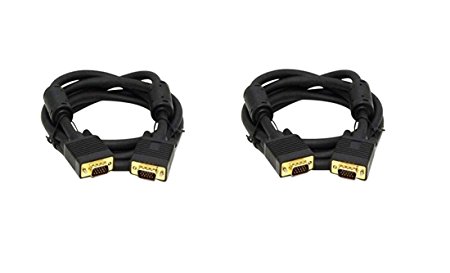 C&E 2 Pack, 10 Feet, VGA Male to Male Black, with ferrites Black, CNE503523