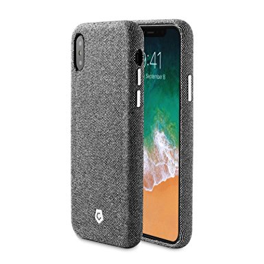 Apple iPhone X Case, Cobble Pro Premium Handcrafted Soft Touch Fabric Phone Case Cover Compatible with Wireless Charging For Apple iPhone X 5.8" (2017), Gray