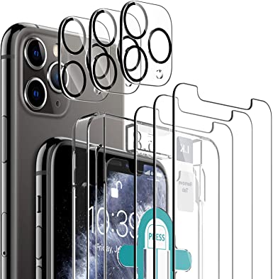 6 Pack LK 3 Pack Screen Protector with 3 Pack Camera Lens Protector Compatible with iPhone 11 Pro 5.8-inch,Tempered Glass, Case Friendly, Easy-Installation Tool, HD Clear 9H Hardness