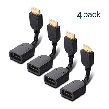 DIZA100 4 Pack HDMI Adapter Any Angle Adjustable Rotation 360 Degree Gold Plated HDMI Male to Female Connector Supports 3D 1080P HDMI Extender for TV Stick, Roku Stick, Chromecast, Xbox, PS4, PS3
