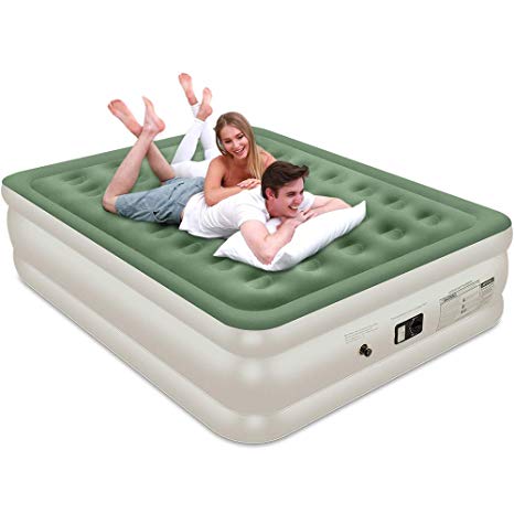 Veken Queen Air Mattress with Built-in Pump, Inflatable 18" Double Height Elevated Airbed with Flocked Top, Best Air Mattress for Guests, Family, 2-Year Guarantee