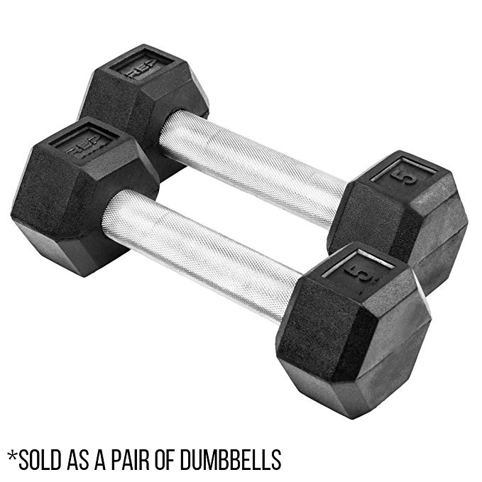 Rep Fitness Rubber Hex Dumbbells, with Low Odor and Fully Knurled Handle