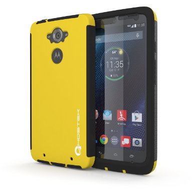 Droid Turbo Case, Ghostek Blitz Series for Motorola Droid Turbo XT1254 Slim Premium Protective Hybrid Impact Hard Cover Carrying Case With Attached Screen Protector | Lifetime Warranty Exchange | Rubberized Trim | Non-Slip Grip Smooth Matte Coat | Ultra Fit (Yellow)