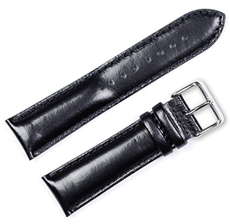 Smooth Leather Watch Band Black 18mm Watch band - by deBeer