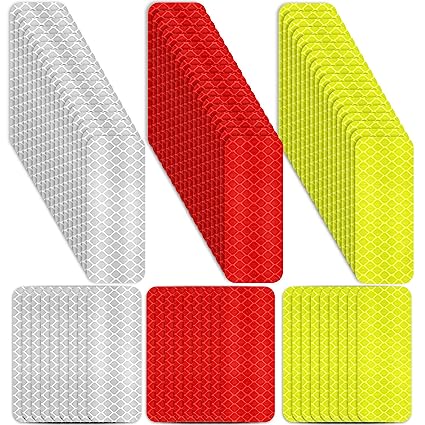 Zonon Warning Reflective Stickers Safety Reflective Stickers Night Visibility Adhesive Stickers Waterproof Reflective Tape Stickers for Vehicle Motorcycle Bicycle, 1.18 x 3.25 Inch (60 Pieces)