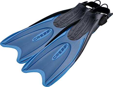 Cressi Snorkeling Adjustable Fins for All Family - Long Blade Versatile Open Heel Flippers | Palau LAF made in Italy