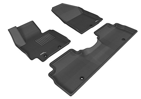 3D MAXpider Complete Set Custom Fit All-Weather Floor Mat for Select Kia Soul Models - Kagu Rubber (Black)