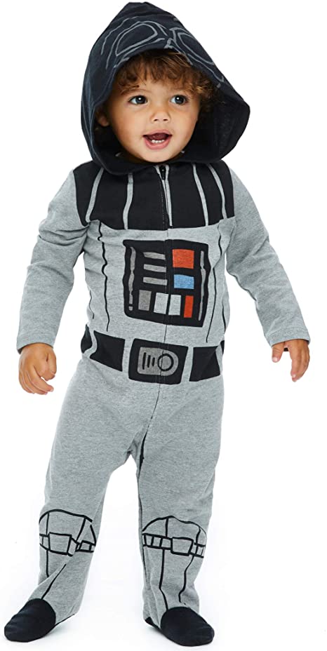 Star Wars Baby Boys Costume Zip-Up Footies with Hood