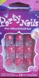 Party Nails Pre Glued False Nails 12 Pink and Silver