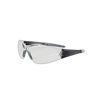 MCR Safety CK210 Checkmate 2 Polycarbonate Clear Lens Safety Glasses with Silver Nose Piece and Temple Sleeve, 1 Pair