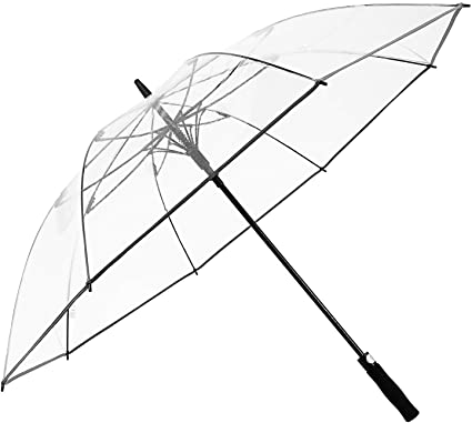 G4Free 62 inch Clear Golf Umbrella Transparent Large Stick Long Umbrella Oversized Auto Open Rain Umbrella Windproof Waterproof with Black Sleeve for Adult Women Men