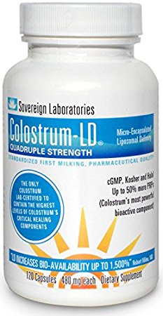Colostrum-LD 480 mg Capsules (120 Count) with Proprietary Liposomal Delivery (LD) Technology for up to 1500% Better Bioavailability than Regular Bovine Colostrum