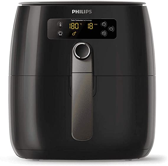 Philips Air Fryer Premium for Fry/Bake/Grill/Roast with Fat Removal and Rapid Air Technology, 0.8kg Capacity, incl. Double Layer Accessory, Black, HD9742/93