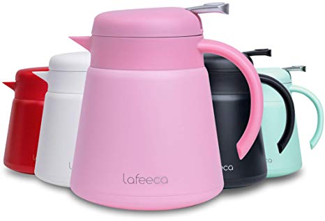 Lafeeca Thermal Coffee Carafe Tea Pot Stainless-Steel, Double Wall Vacuum Insulated | Cool Touch Handle | Hot & Cold Retention | Non-Slip Silicone Base | BPA Free - BSH