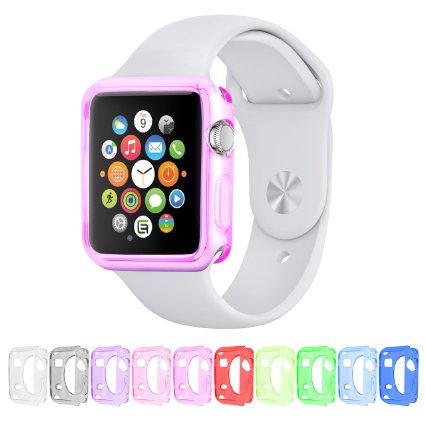 Eco-Fused TPU Case Value Bundle for 38mm Apple Watch  Watch Sport  Watch Edition  Including 10 Flexible TPU Cover Cases for all Apple Watch Versions  Including Microfiber Cleaning Cloth