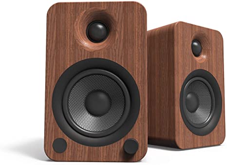 Kanto YU4 Powered Speakers with Bluetooth and Built-in Phono Preamp | Auto Standby and Startup | Remote Included | 140W Peak Power | Walnut | Pair