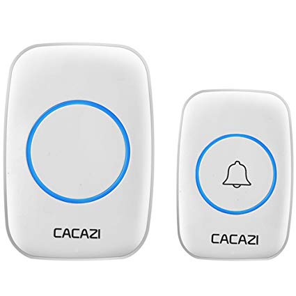 CACAZI Waterproof Wireless Doorbell Operating at over 1000-feet Range with Over 38 Chimes, No Batteries Required for Receiver, LED Flash