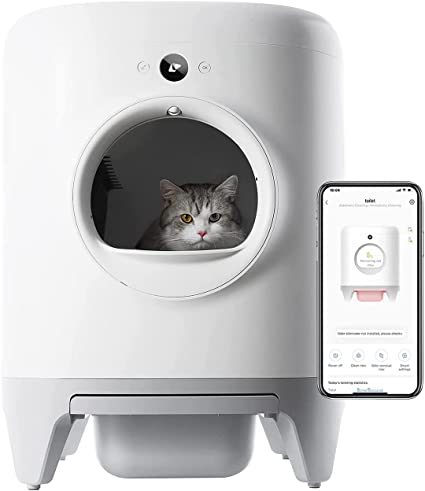 PETKIT Self Cleaning Cat Litter Tray, PURA X Automatic Cat Litter Box, 60L Extra-Large, APP Control, No More Scooping, Odor Control, Electric Cat Litter Robot Toilet with Litter Mat for Multiple Cats