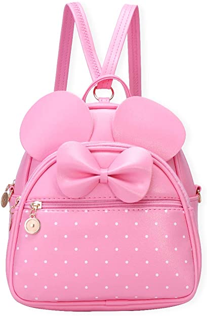 KL928 Women Bowknot Polka Dot Cute Mini Backpack Small Daypacks Convertible Shoulder Bag Purse