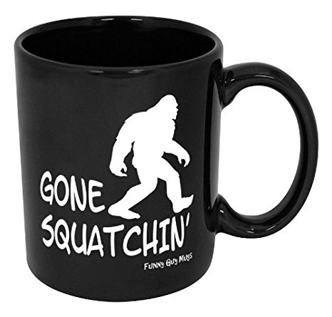 Funny Guy Mugs Gone Squatchin' Ceramic Coffee Mug, Black, 11-Ounce