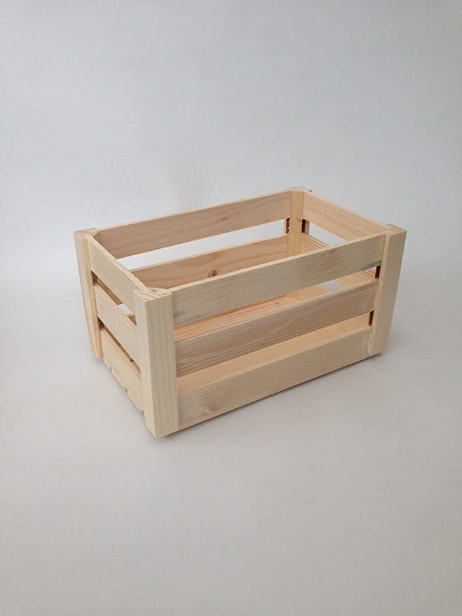 HomeDecoArt Plain Unpainted Wooden Set Crate Storage Box Small Craft Box (S -24 x 14 x 12 cm)