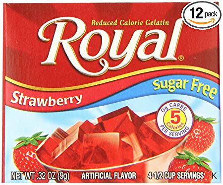 Royal Strawberry Gelatin Dessert Mix, Sugar Free and Carb Free (12 - .32oz Boxes)