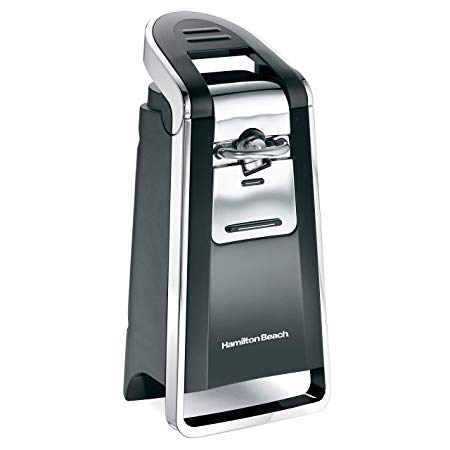 Hamilton Beach (76606ZA) Smooth Touch Electric Automatic Can Opener with Easy Push Down Lever, Opens All Standard-Size and Pop-Top Cans, Black and Chrome