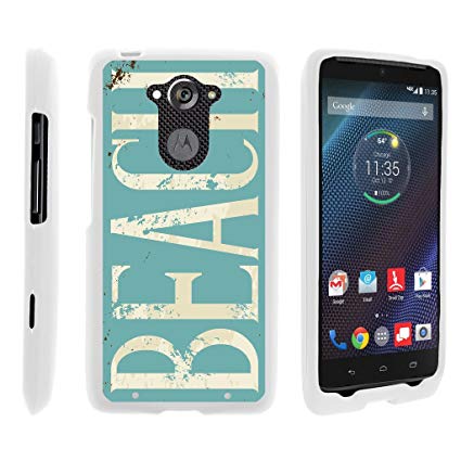TurtleArmor | Motorola Droid Turbo Case | XT1254 | Moto Maxx Case [Slim Duo] Fitted Ultra Compact Slim Hard Cover Rubberized Snap On Shell Protector on White Beach Design - Beach Logo