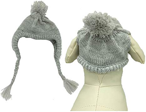 Lanyar Grey Knit Dog Hats Accessory for Dogs Small Animals