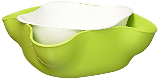 Home and Above 2 Piece Bowl and Drainer Set Holds Fruit, Nuts, Candy, Salads. Drainer/Strainer Nests Inside Large Bowl for Easy Wash and Serve