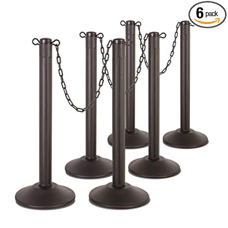 US Weight ChainBoss Indoor/Outdoor Black Stanchion – Weighted Base – Six Pack