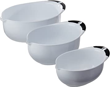 Oggi 3 Mixing BOWL SET, 1.25QT, 2.5QT, 5QT, White